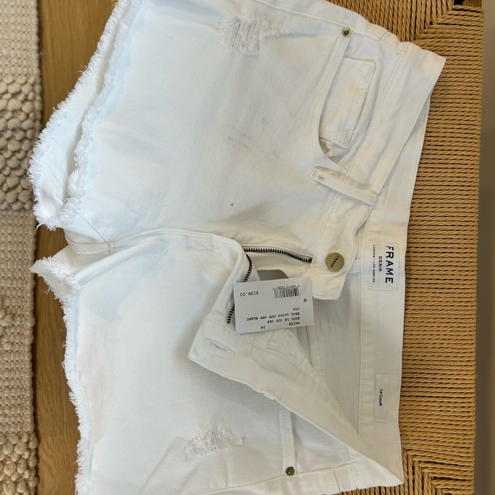 Frame Le Cutoff White Denim Cutoff Shorts - Picture 6 of 8